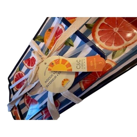5pc Set GRAPEFRUIT Plates & Platter/Tray C&C California Melamine Citrus NEW - Picture 6 of 8